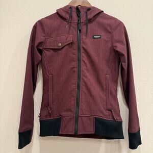 Ride Snowboard Company Softshell Jacket Womens XS Maroon Zip Up Fleece Lined